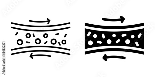 Blood flow icon. Line and silhouette style.