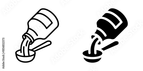 Liquid medicine icon. Line and silhouette style.