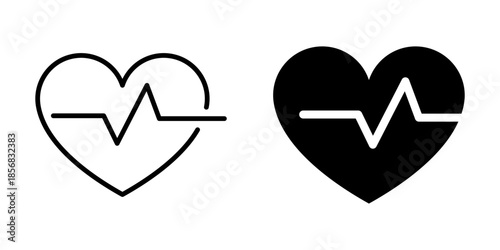 Heart rate icon. Line and silhouette style.