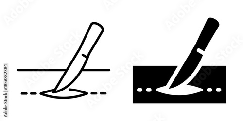Surgical scalpel icon. Line and silhouette style.