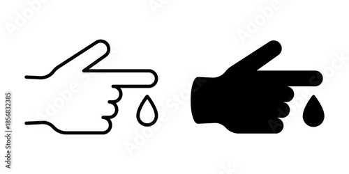 Blood test icon. Line and silhouette style.