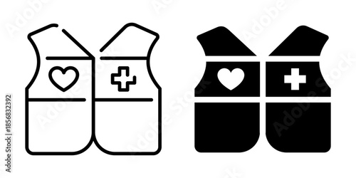 Health capsules icon. Line and silhouette style.