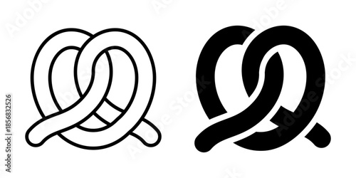Pretzel icon snack. Line and silhouette style.