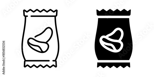 Potato chips bag icon. Line and silhouette style.