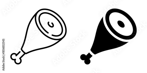 Ham leg icon. Line and silhouette style.