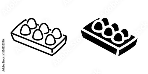Egg carton icon. Line and silhouette style.