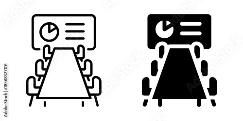 Business meeting presentation conference icon. Line and silhouette style.
