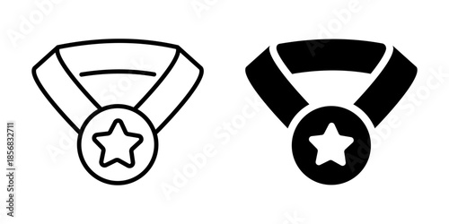 Award medal achievement success icon. Line and silhouette style.