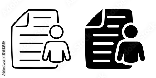 Resume profile document employee icon. Line and silhouette style.