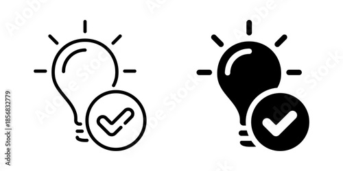 Approved idea solution innovation icon. Line and silhouette style.