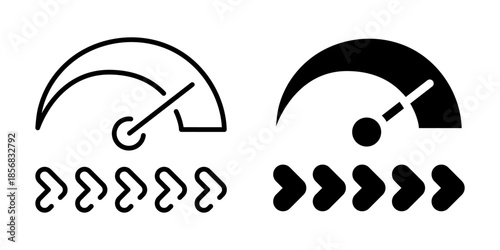 Performance speed progress boost icon. Line and silhouette style.