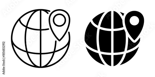Global location icons in minimalist style