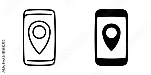 Minimalist mobile map icons with location pins