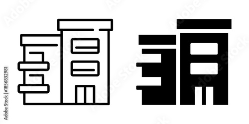 Modern city buildings with geometric shapes and linear design