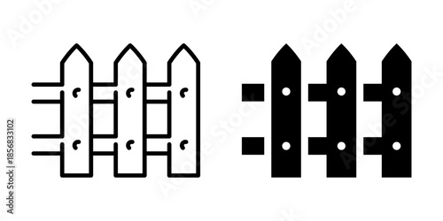 Minimalist fence design in solid and outline styles for modern projects