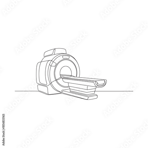 Linear drawing of a magnetic resonance imaging machine for medical diagnosis