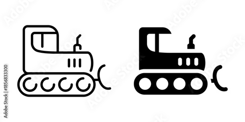 Minimalist tractor icons in bold and outline styles for modern design projects