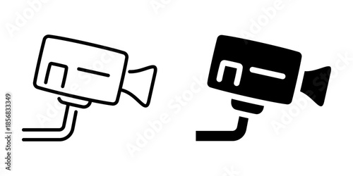 Surveillance camera icons: minimalist black and white design