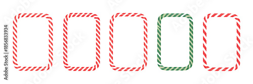 Thin candy cane border frames set for minimalist christmas stationery and holiday designs
