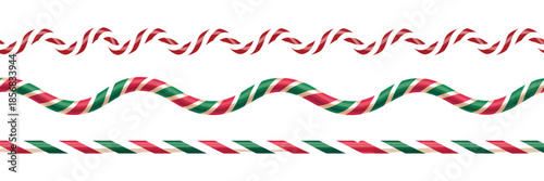 Abstract wavy candy cane lines set for holiday branding and christmas party decor element