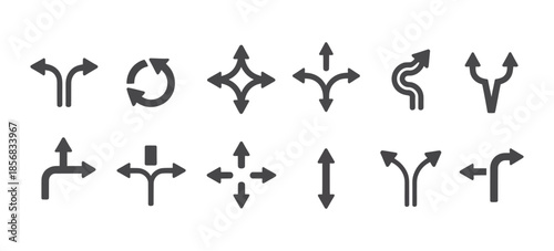 Navigation arrow icons set. Different direction signs. Web interface pointers vector