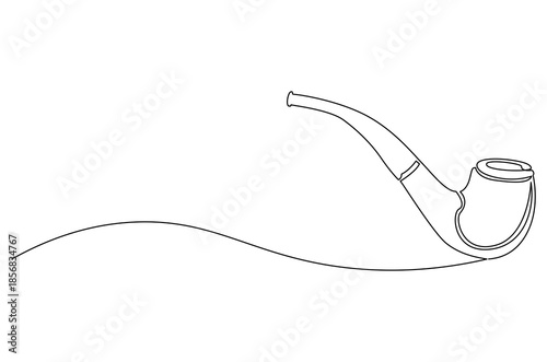 Continuous one line drawing of Tobacco pipe. Single line drawing illustration of Smoking pipe. Tobacco pipe hand drawing vintage concept vector art. Doodle line illustration.