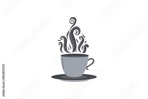 Elegant hot coffee cup silhouette vector.