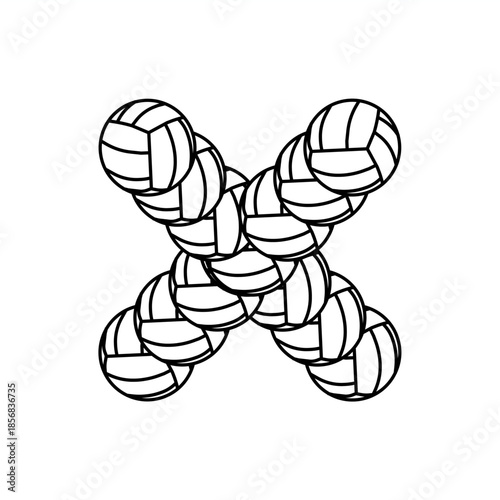 X symbol illustration formed from braided volleyball rope texture, suitable for mathematical concepts, UI icons, sports graphics, infographics, and conceptual typography designs