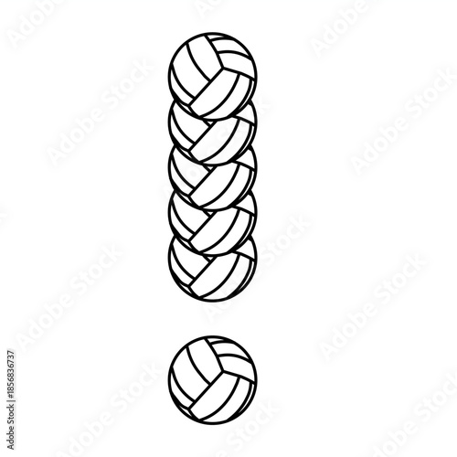 Exclamation mark symbol illustrated with volleyball rope texture, perfect for attention icons, alerts, emphasis graphics, UI elements, and creative typography designs