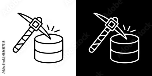 data mining icon set in black and white outline vector illustration