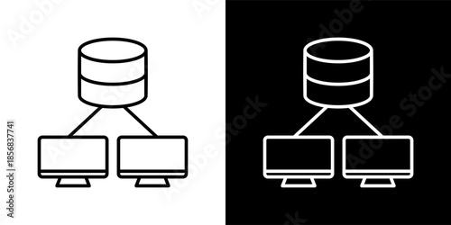 dataset icon set in black and white outline vector illustration