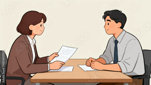 Business interview between two people