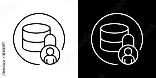 data privacy icon set in black and white outline vector illustration