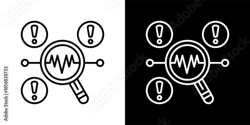 anomaly detection icon set in black and white outline vector illustration