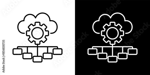 classification icon set in black and white outline vector illustration
