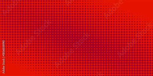 Modern red and crimson pop art background with dynamic halftone dots in classic comic style, bold vector illustration EPS10 suitable for posters, banners, branding, presentations, wallpapers.