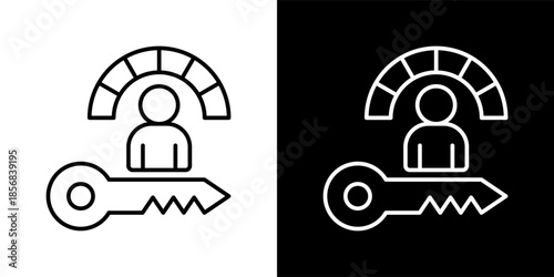 Login authentication icon set, line art symbol for user profile and security key access