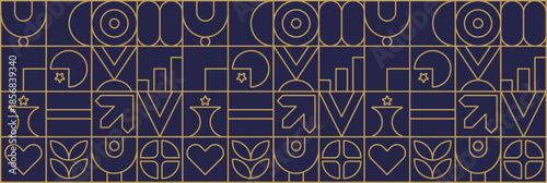 Office day line mosaic featuring employee trophy and appreciation pattern.