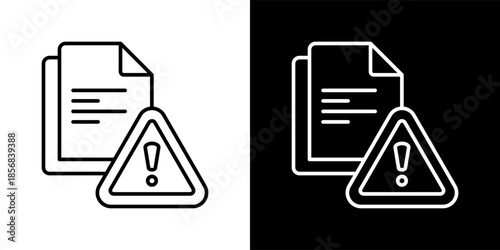 report icon set in black and white outline vector illustration