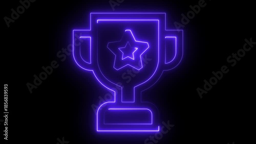 Glowing neon line Award cup icon isolated on black background. Winner trophy symbol. champion, championship, competition, 