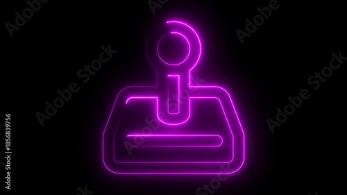 Glowing pink neon retro arcade joystick animation. Video game controller. Gaming symbol. Nostalgia. 4k loop motion graphic. joystick, light, line, linear,  