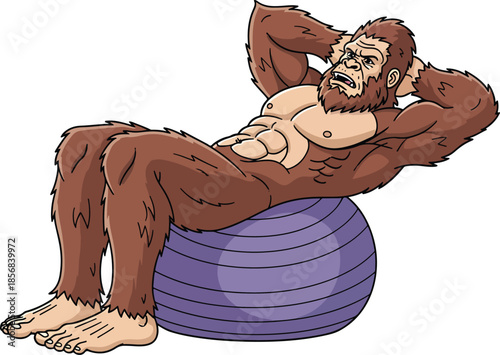 Gorilla Ab Crunch Exercise Stability Ball Illustration