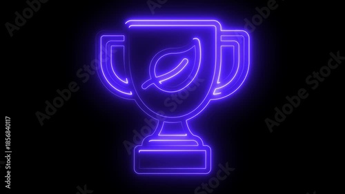 Sports achievement sign. Glowing neon line Award cup icon isolated. Award cup icon isolated on black background. Winner trophy symbol. contour, cup, design, first, 