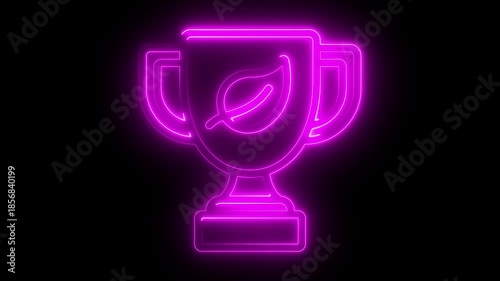 Sports achievement sign. Glowing neon line Award cup icon isolated. Award cup icon isolated on black background. Winner trophy symbol. contour, cup, design, first, game, glowing, 