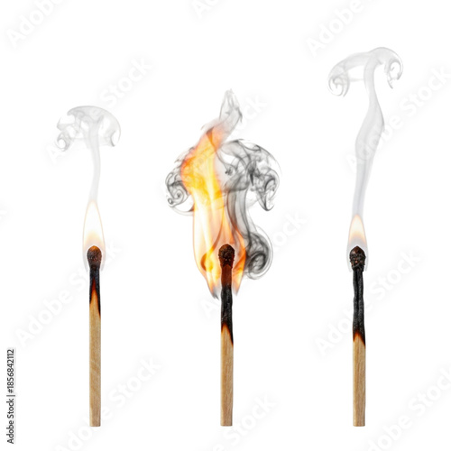 Burning matches with smoke