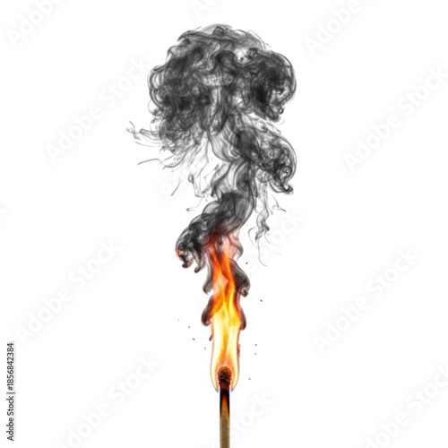 Burning matchstick with smoke