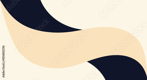 Minimalist abstract background with elegant, flowing dark blue and beige waves creating a simple and sophisticated modern design.