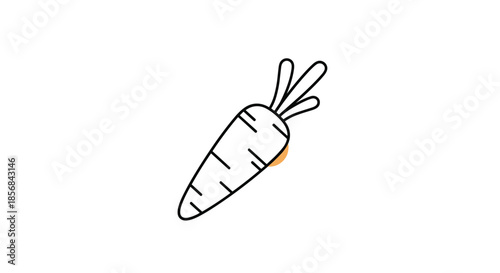 A minimalist line art illustration of a single carrot with a subtle touch of orange color, representing healthy eating and fresh vegetables.