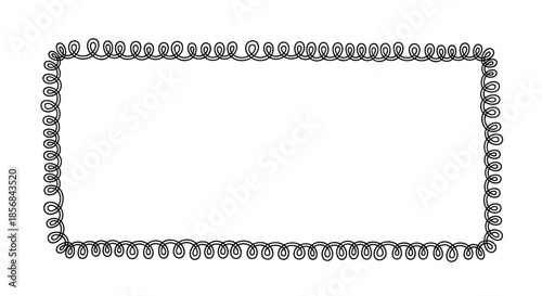 A hand-drawn rectangular frame with a loopy, curly, and spring-like border, giving a playful and whimsical feel to any design.