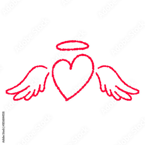 Heart with halo and wings on white background. Love symbol for logo, branding. Heart vector illustration.
